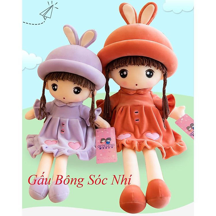 Gấu Bông Búp Bê Váy Nhung Tím 50cm Chính hãng Giá tốt - Hình ảnh 4