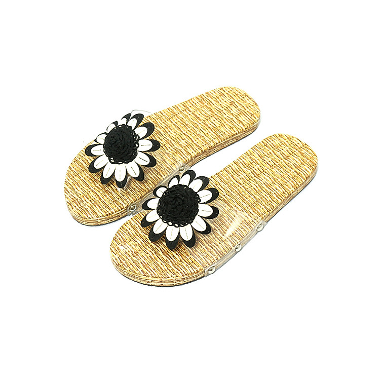 Dép nữ quai ngang trong suốt đính hoa thời T035K136 - Đen