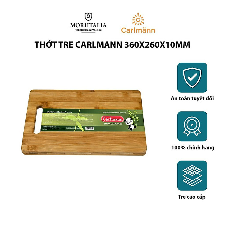 Thớt tre CarlMann an toàn, tự nhiên, kháng khuẩn cao Moriitalia THOT10000055