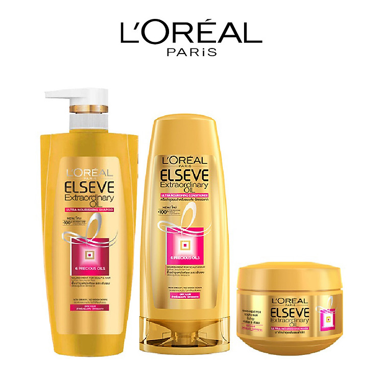 Bộ sản phẩm chăm sóc tóc chiết xuất tinh dầu hoa tự nhiên L'Oreal Paris Elseve Extraordinary Oil