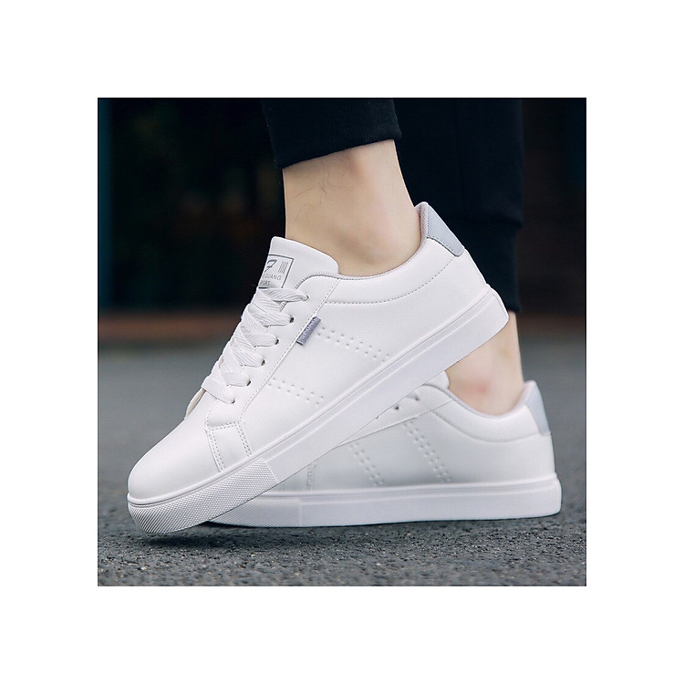 Giày thể thao nam đế bệt trắng cổ điển 2020 018 - trắng ghi - giày sneaker nam