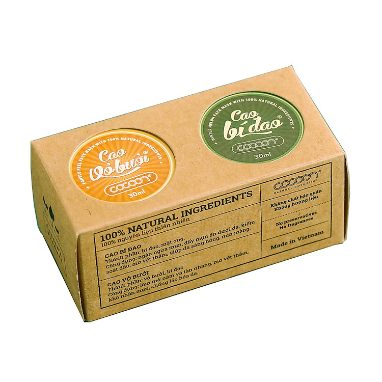 Bộ hỗ trợ điều trị mụn Cao bí đao (30ml) + Cao vỏ bưởi cocoon (30ml)