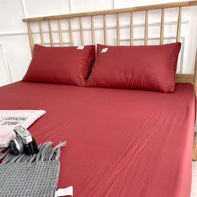 Ga giường cotton tici không vỏ gối LIDACO drap giường trơn 15 màu lựa đủ mọi size nệm