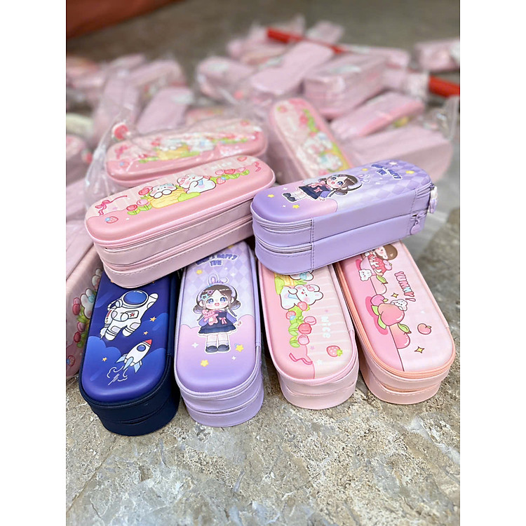 Hộp Bút Hai Ngăn Mặt Cứng 3D (màu hồng) - Ảnh 6