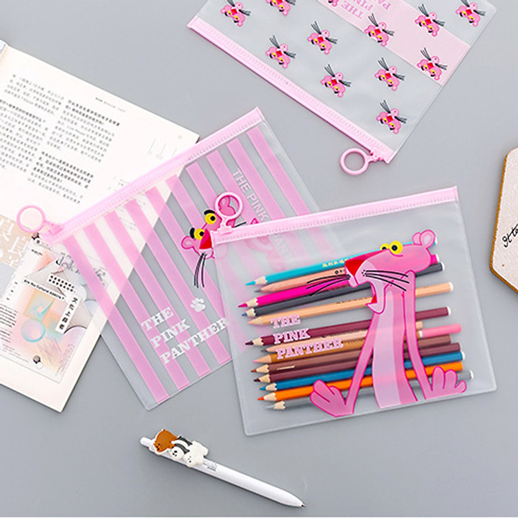 Bóp viết đựng bút và đồ học sinh hình Báo trong suốt