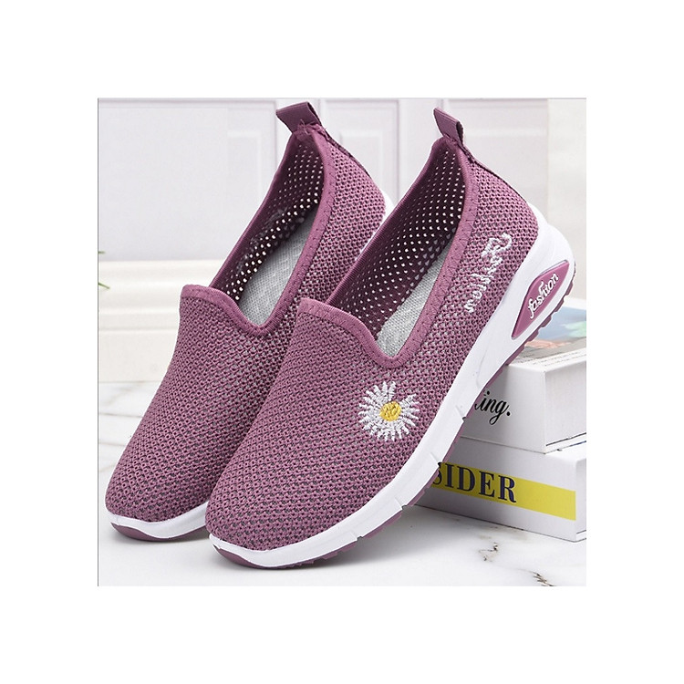 GIÀY LƯỜI NỮ,GIAỲ MỌI NỮ ĐẾ BỆT HOA CÚC THOÁNG KHÍ - GN379