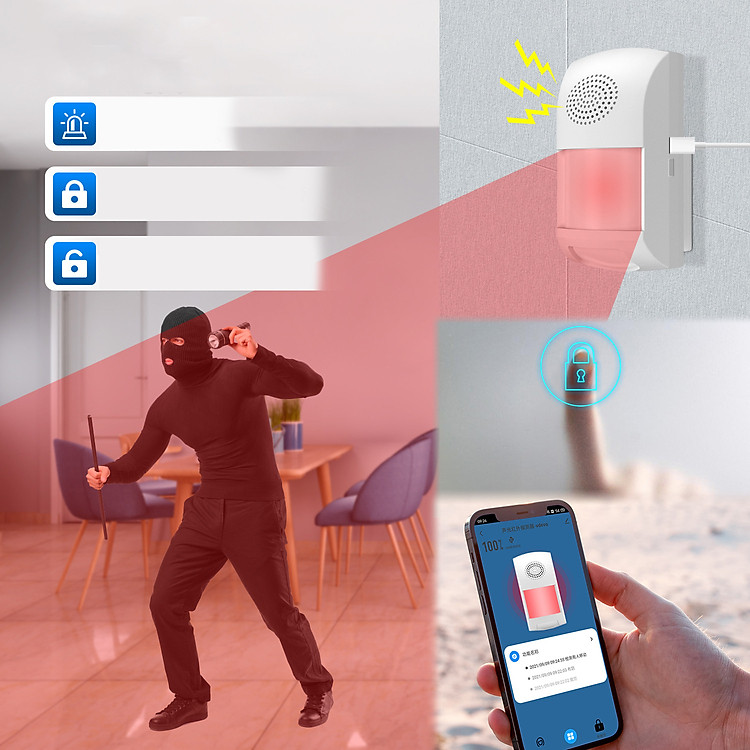 Chuông Báo Động, Cảm Biến Báo Trộm Ngoài Trời Thông Minh Linptech CT80-Wifi Báo Về Điện Thoại, Remote Từ Xa, Pin Năng Lượng Mặt Trời