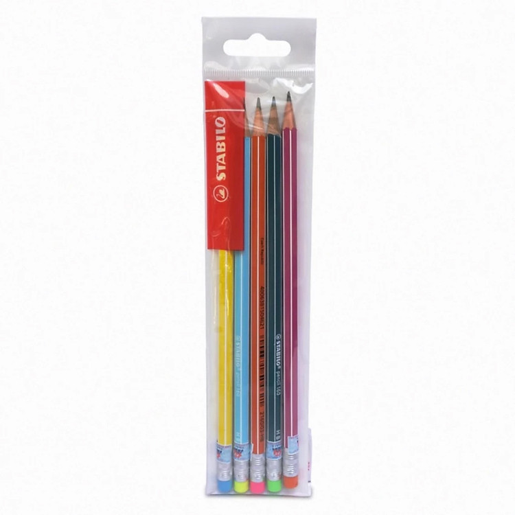 Bộ Bút Chì Gỗ STABILO Pencil 2160 HB (6 chiếc) + Chuốt Chì PS4538 (5 chiếc)