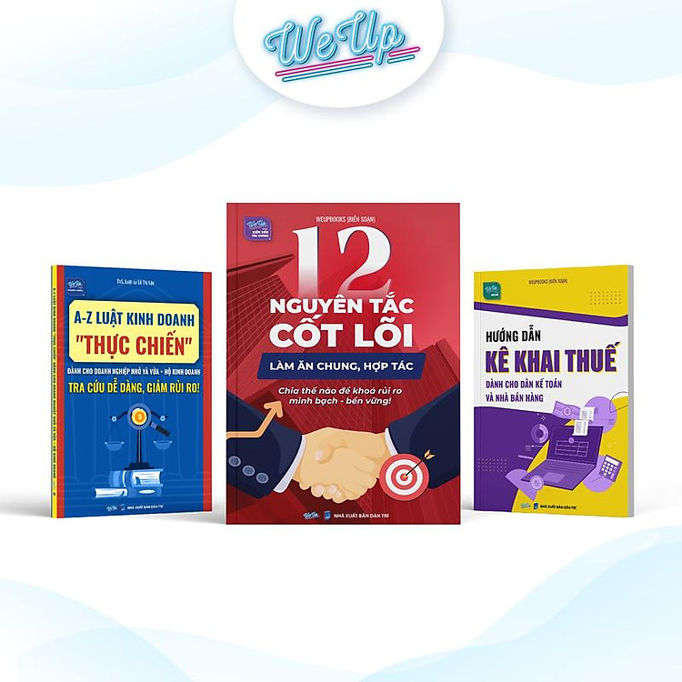 Combo 3 sách: 12 Nguyên tắc cốt lõi làm ăn chung hợp tác, Hướng dẫn kê khai thuế, A-Z Luật kinh doanh (Combo/lẻ)