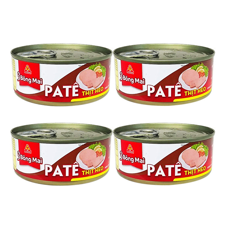 Combo 4 hộp Pate Thịt Heo 3 Bông Mai Vissan (150g)