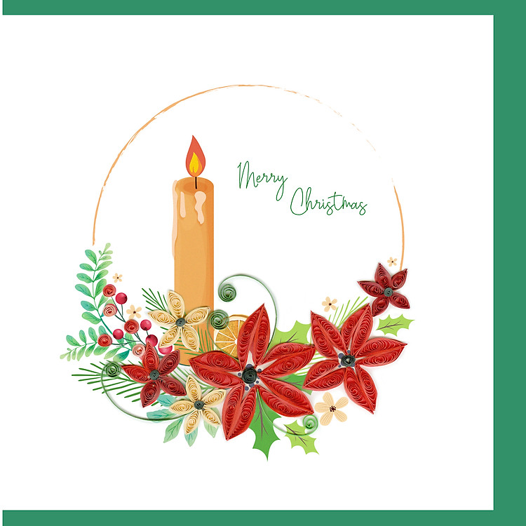 Thiệp Nghệ Thuật Giấy Xoắn - Ánh Nến Mùa Giáng Sinh - Candlelight Christmas - Christmas - Việt Net