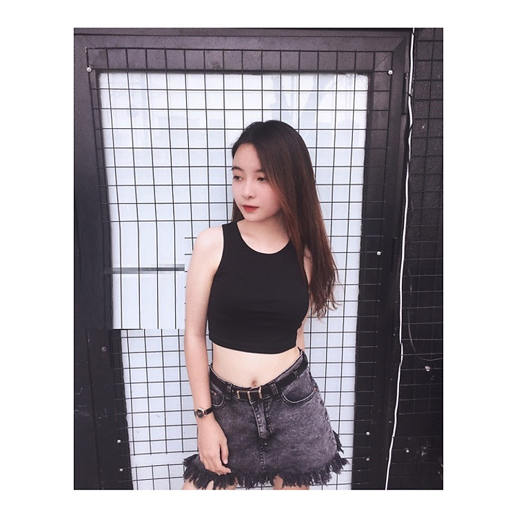 Áo ba lỗ ngược croptop chất thun trơn hot hit