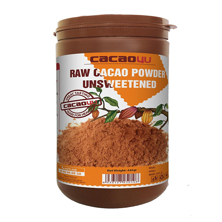 Cacao Nguyên Chất Không Đường Hỗ Trợ Giảm Cân (440g / Hũ)