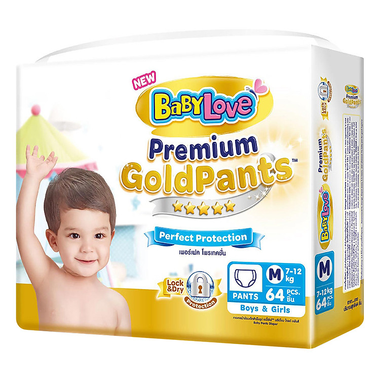 Tã Quần BabyLove Premium Gold M64 (Gói 64 Miếng)