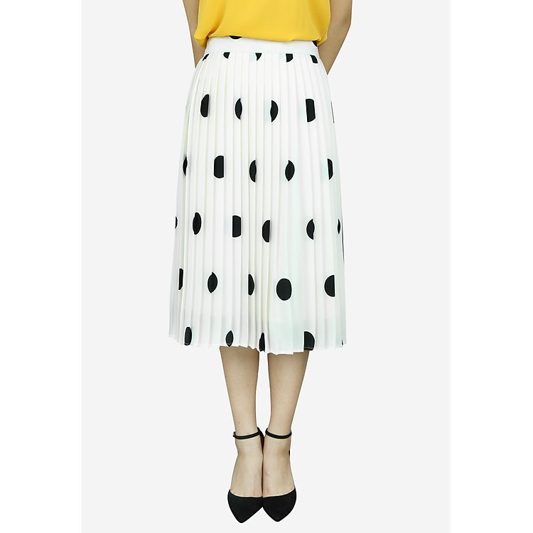 Chân váy xếp li chấm bi đen VDS3062CBT