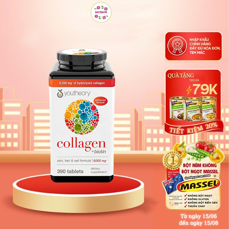 Collagen Mỹ Youtheory (Collagen Type 1-2-3) 390 Viên - QuaTangMe Extaste