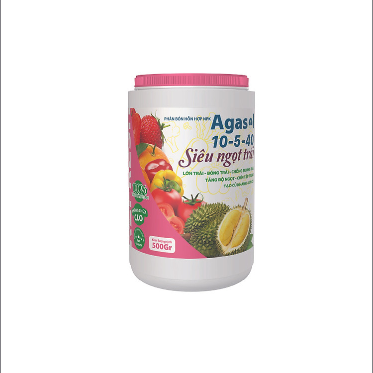 Phân bón lá Agasol 10-5-40 + TE SIÊU NGỌT TRÁI - Lớn trái, bóng trái, tăng độ ngọt trái, tạo củ nhanh, lớn củ
