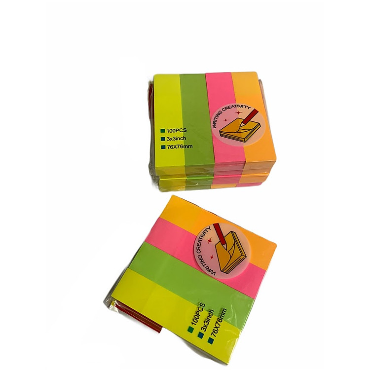 Giấy note dạ quang 4 màu No.GS-02 (5 xấp) - Ảnh 2