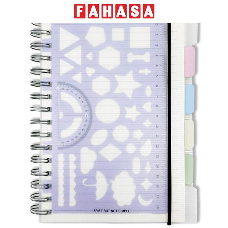 Sổ Lò Xo Kèm Thước Khuôn Đa Năng - Kẻ Ngang - 240 Trang - Jingu Stationery 5435 - Màu Tím