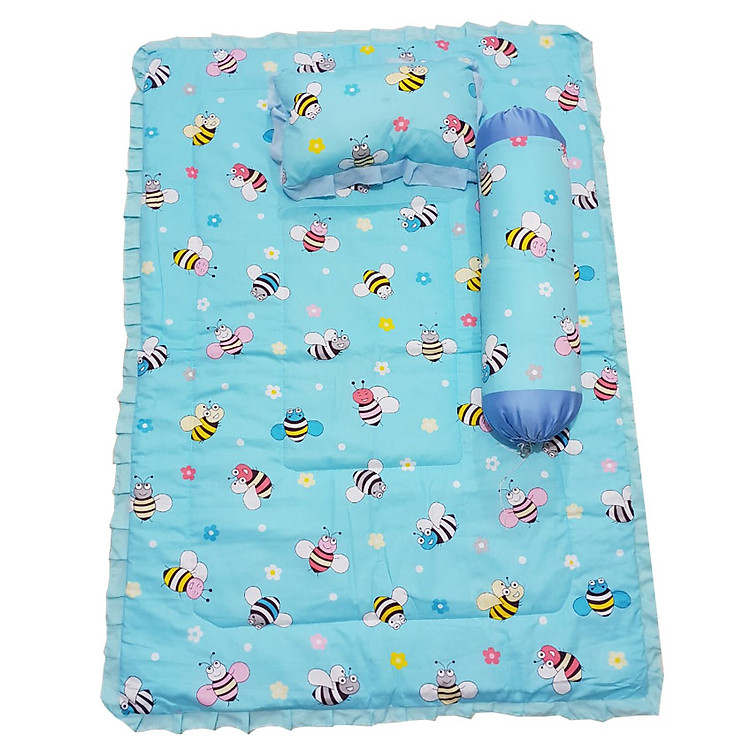 Set chăn gối trẻ em mẫu giáo cotton đũi 100%