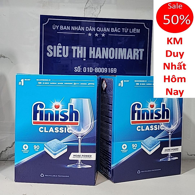 Combo 2 hộp 90 viên rửa bát Finish Classic Dishwasher Tablets (2x90viên)