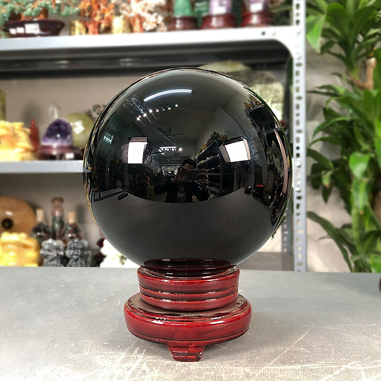Quả cầu phong thủy đá Obsidian đen Roxi 2A