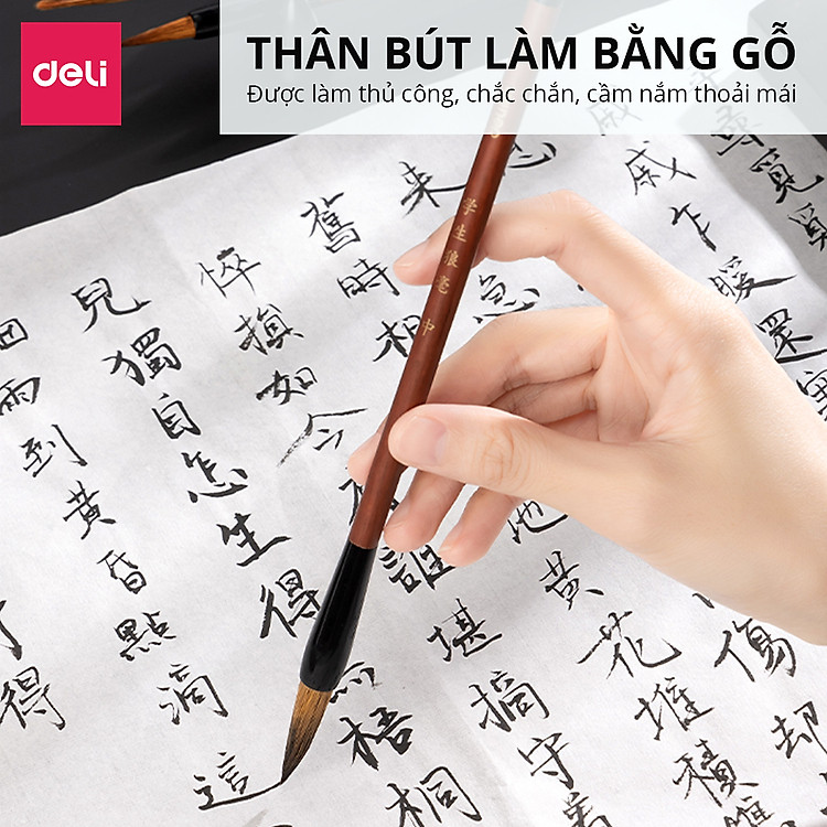 Bộ Bút Lông Sói Viết Thư Pháp Deli (3 chiếc) - Ảnh 6