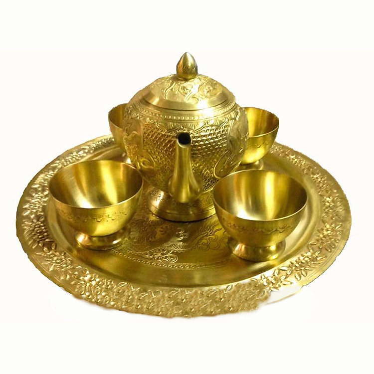 Bộ ấm chén thờ cúng bằng đồng