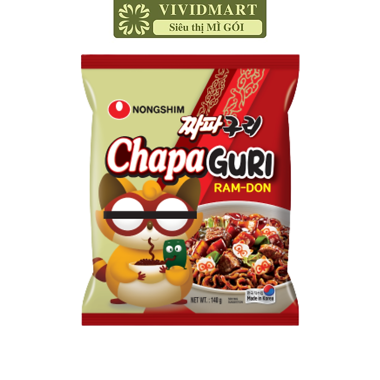 NONGSHIM - Mì Chapaguri hương vị tương đen, Mì tương đen Chapaguri, Mì Nongshim Chapaguri Hàn Quốc (140g/gói)