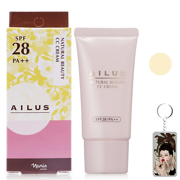 Kem trang điểm sáng da Naris Natural Beauty CC Cream Nhật Bản 30ml (#01 Lvory Yellow) + Móc khóa