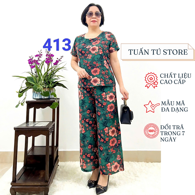 Đồ bộ trung niên cao cấp - lụa hàn châu siêu mềm, siêu mát - Sang Trọng và Quý Phái - Tuấn Tú Store