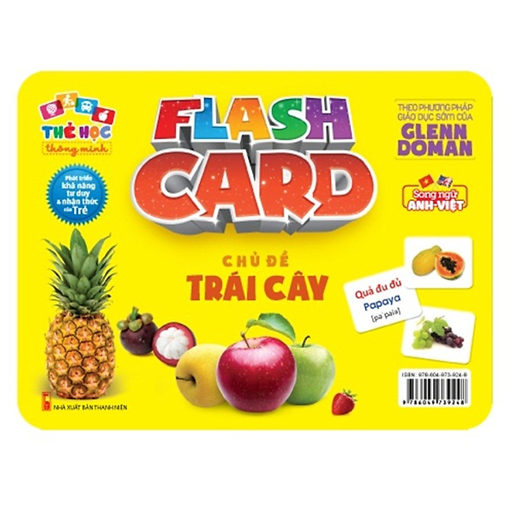 Flash card Theo phương pháp giáo dục sớm của Glenn Doman – Thẻ học thông minh (song ngữ Anh Việt) - Chủ đề: Trái cây