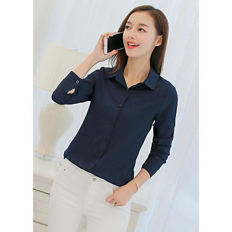 Áo Sơ Mi Nữ BAZAS BZ365 - Màu Xanh Đen