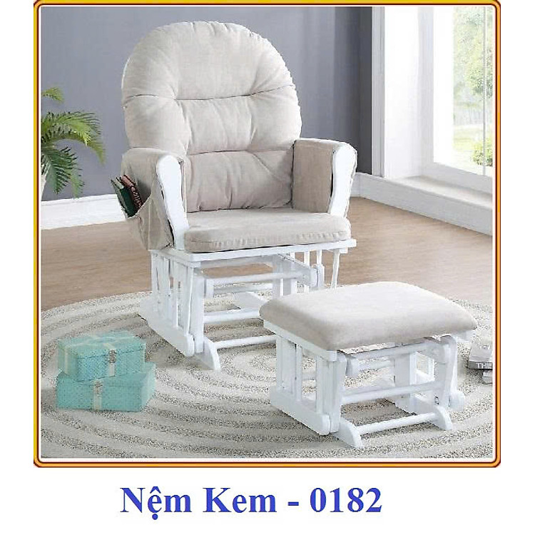 Ghế trượt thư giãn Rocking Chair Juno Sofa khung màu trắng nệm kem KT 70 x 74 x 102 cm
