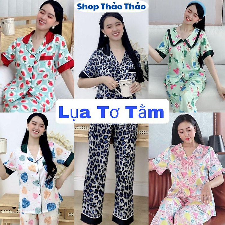 Đồ Bộ Pijama Lụa Tơ Cao Cấp Siêu Mềm Mượt Hàng Có Size Giảm 10K Đơn 200K