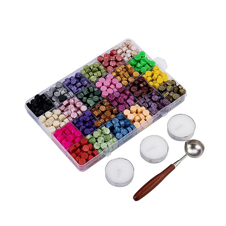 Retro Sealing Wax with 3 Tea Candles Melting Wax Spoon Set for Envelopes Invitations