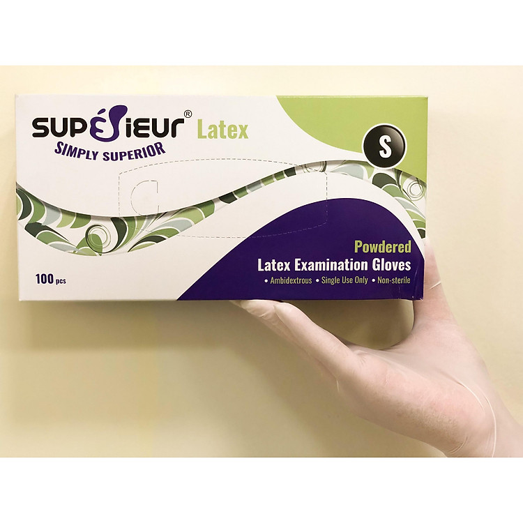 Găng tay cao su y tế Supérieur có bột (100 chiếc/hộp)