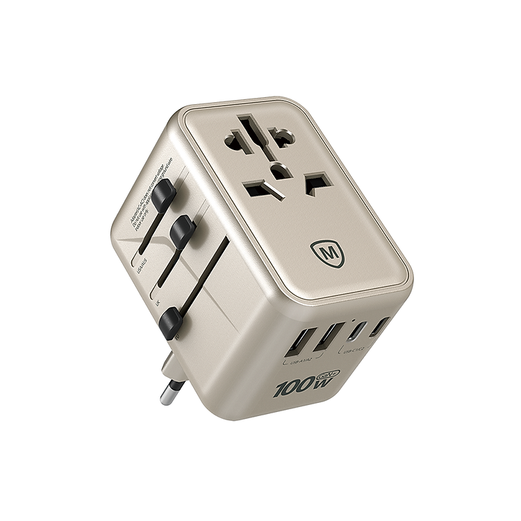 Củ sạc du lịch đa năng MicroPack 100W MTA-5100 Sạc 6 thiết bị cùng lúc - 3 cổng USB-C, 2 cổng USB-A, 1 đầu ra AC - Hàng chính hãng