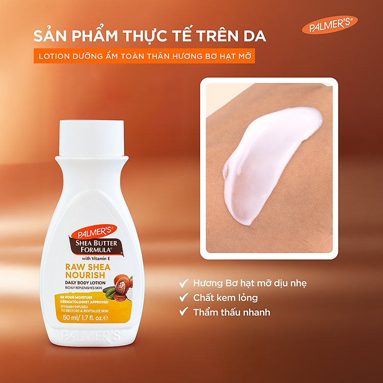 (Mini Size) Sữa dưỡng thể dưỡng ẩm chuyên sâu Bơ hạt mỡ Palmer's 50ml - Ảnh 4