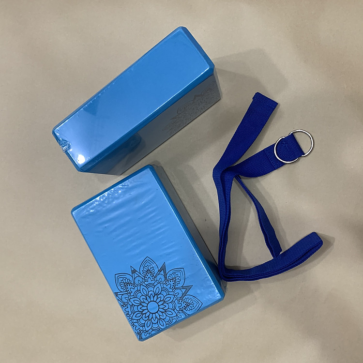 Bộ 2 gạch tập và 1 dây yoga cotton