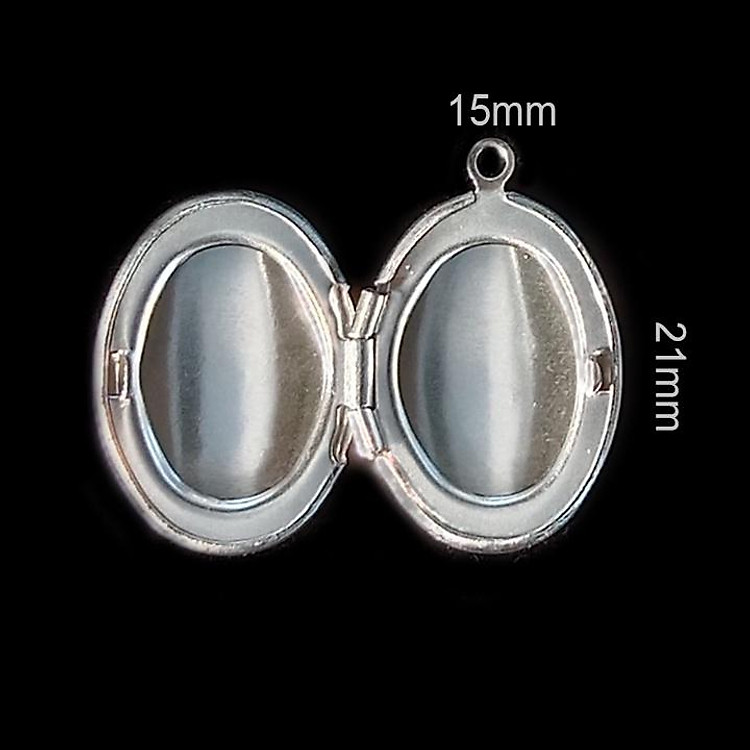 21*15*3mm Mặt dây chuyền lồng gắn ảnh Titanium (thép không gỉ) oval trơn, có kèm dây 60cm