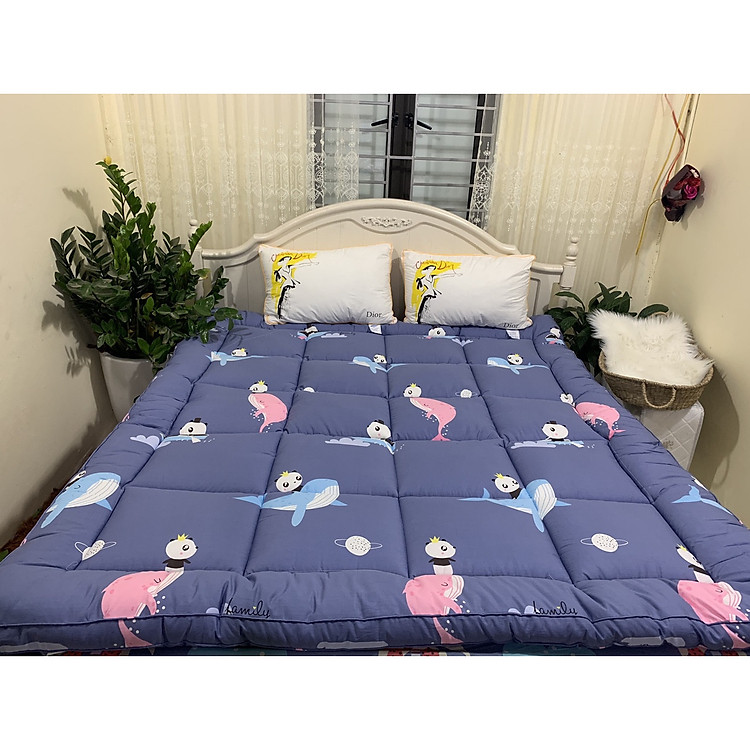 Tấm làm mềm đệm topper home collection loại đẹp - Cá heo - Tặng kèm 1 móc khóa Houston