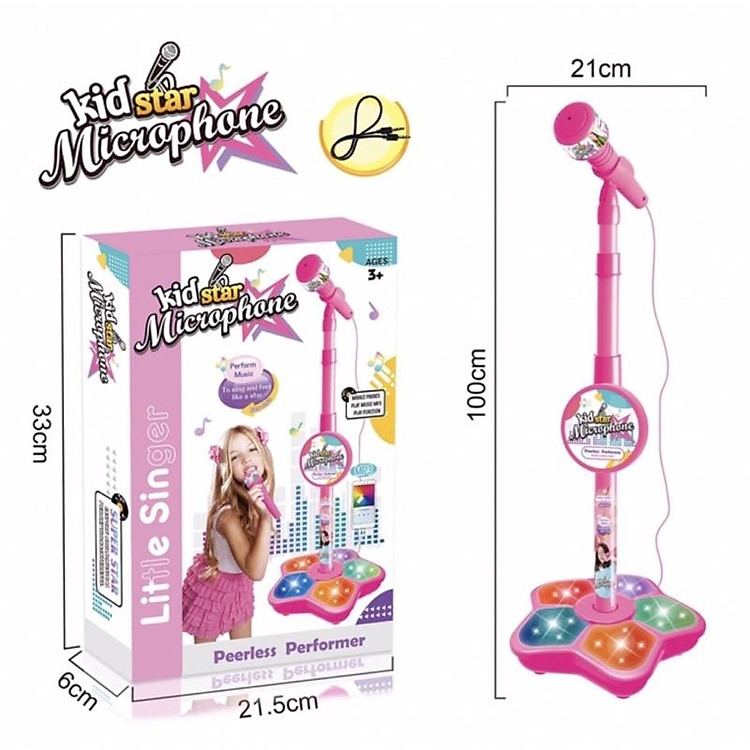 Bé làm ca sĩ- Micro Hát Karaoke Cho Bé, Bộ Đồ chơi micro kèm loa máy màu xanh cho bé trai và bé gái