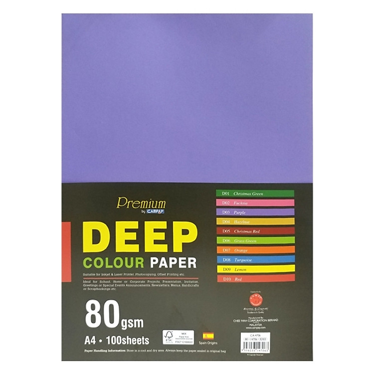 Tập Giấy Màu Campap A4 CA4706 - 80gsm - Màu Tím