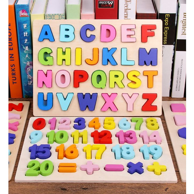 Combo Bảng Học Chữ Và Số Bằng Gỗ Dành Cho Bé