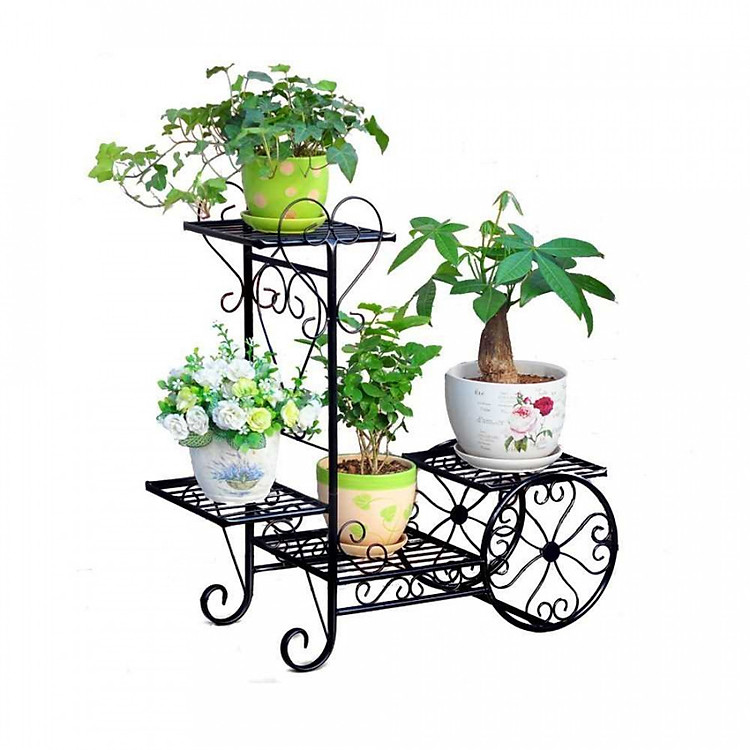 Kệ hoa / cây cảnh 4 chậu- hình bánh xe