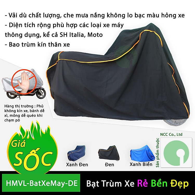 Bạt phủ trùm xe máy che mưa nắng (Nhiều màu)