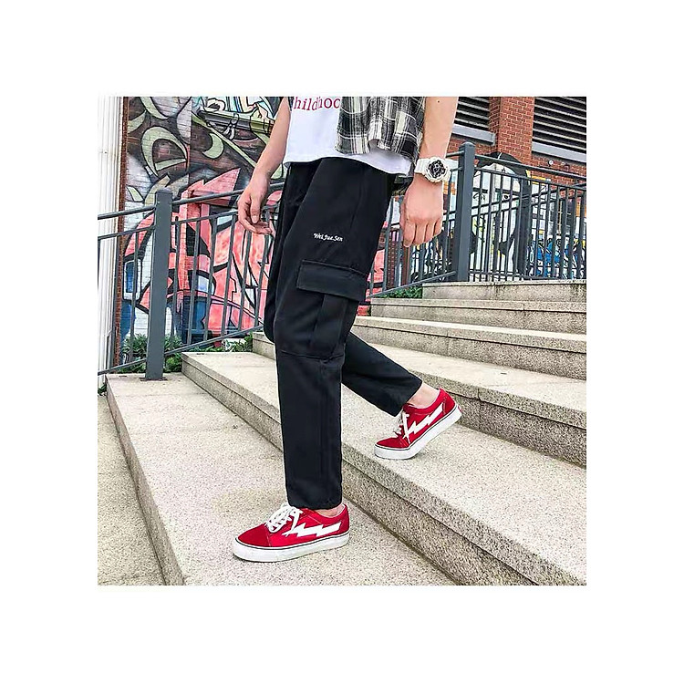 Quần jogger nam nữ túi hộp vải kaki ống suông thời trang dạo phố