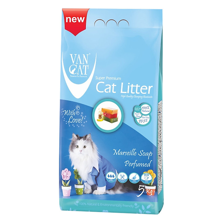 Cát Vệ Sinh Cho Mèo VanCat 5kg Hương Xà Phòng Pháp