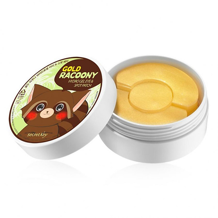 Mặt nạ đắp dưỡng da vùng mắt và ngăn ngừa mụn thâm 2 trong 1 Secret Key Gold Racoony Hydro Gel & Spot Patch